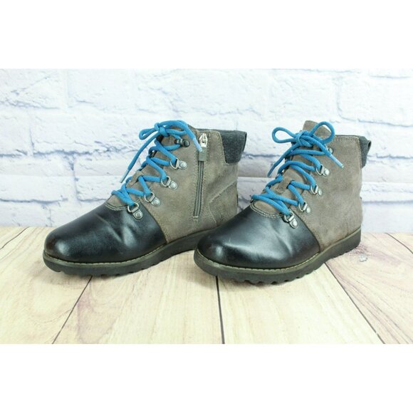UGG Nice Clean Hilmar Lace-Up Boot Charcoal Suede Leather Waterproof Size 5 - Picture 2 of 10